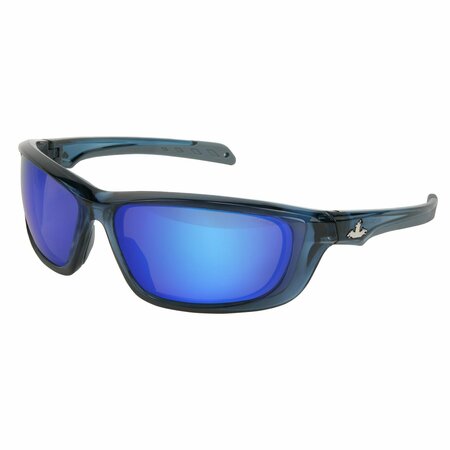 MCR SAFETY Glasses, Swagger UD1 Dark Blue Frm, Blue Dmd Mirr, 12PK UD128B